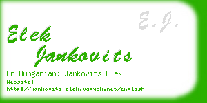elek jankovits business card
